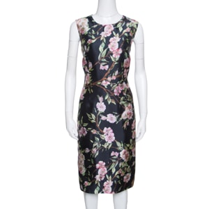 Dolce and Gabbana Black Floral Print Sleeveless Dress M