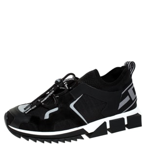 Dolce and Gabbana Black Leather and Mesh Sorrento Trekking Sneakers Size 43.5