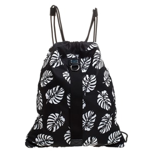 Dolce and Gabbana Black Palm Print Drawstring Backpack