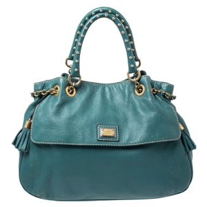 Dolce and Gabbana Green Leather Miss Charlotte Satchel