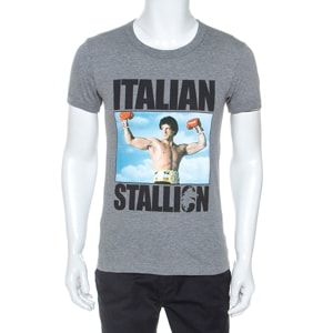 Dolce and Gabbana Grey Rocky Balboa Print Jersey T-Shirt S