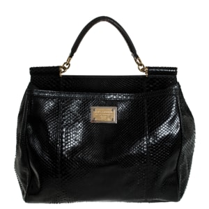 Dolce and Gabbana Python Miss Sicily Top Handle Bag