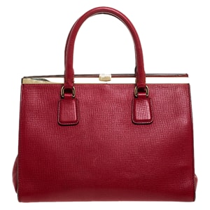 Dolce and Gabbana Red Leather Frame Tote