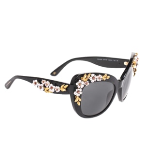 Dolce & Gabbana Black DG 4230 Floral Embellished Cat Eye Sunglasses