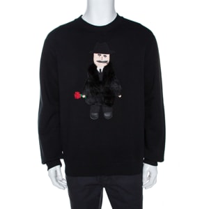 Dolce And Gabbana - Dolce & gabbana black sicilian man patch crew neck sweatshirt m