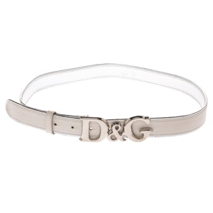 Dolce & Gabbana Cream/Silver Leather DG Logo Belt 100CM