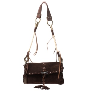 Dolce And Gabbana - Dolce & gabbana dark brown suede flap shoulder bag