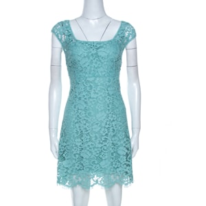 Dolce & Gabbana Mint Green Lace Scalloped Hem Dress M