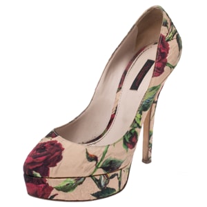 Dolce & Gabbana Multicolor Floral Brocade Fabric Platform Pumps Size 39