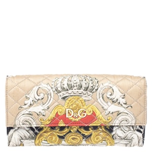 Dolce & Gabbana Multicolor Quilted Print Fabric Flap Continental Wallet
