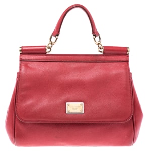 Dolce And Gabbana - Dolce & gabbana red leather medium miss sicily top handle bag