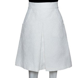 Dolce & Gabbana White Floral Pattern Cotton A-Line Skirt S