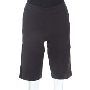 Emporio Armani Black Satin Side Stripe Detail Fitted Tuxedo Shorts S