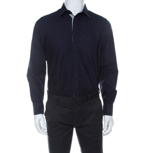Emporio Armani Navy Blue Cotton Supreme Shirt L