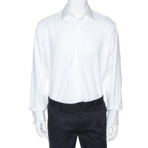 Ermenegildo Zegna White Twill Cotton Comfort Fit Shirt XL