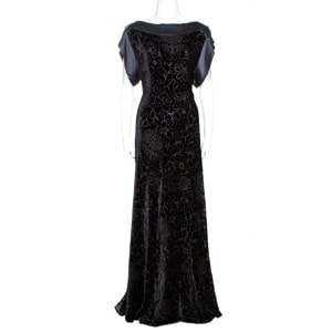 Etro Black Devore Velvet Maxi Dress L