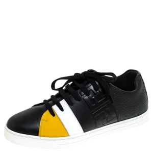Fendi Black Leather Low Top Sneakers Size 37