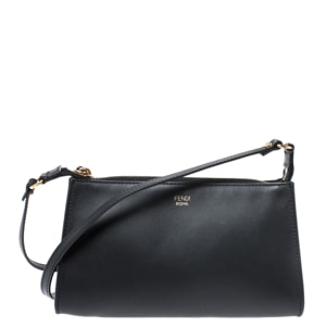 Fendi Black Leather Pochette Crossbody Bag