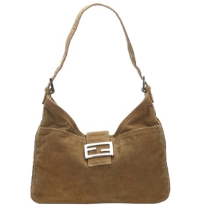 Fendi Brown/Beige Corduroy Shoulder Bag