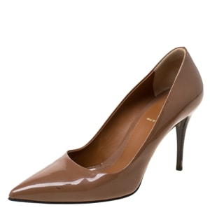 Fendi Brown Patent Leather Pointed Toe Pumps Size 38