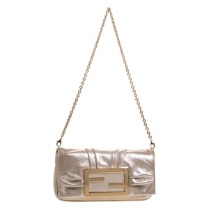 Fendi Gold Leather Mia Pochette Bag