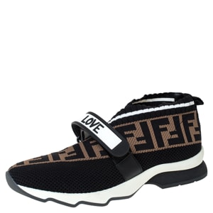 Fendi Multicolor FF Monogram Knit Fabric Rockoko Sneakers Size 38