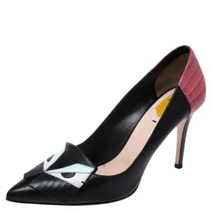 Fendi Multicolor Leather Monster Eyes Pointed Toe Pumps Size 40