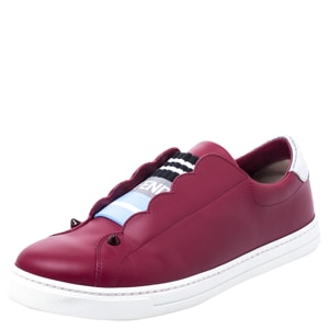 Fendi Red Leather Slip On Sneakers Size 38