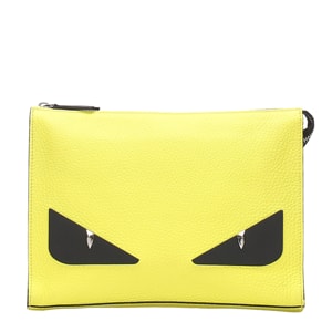Fendi Yellow/Black Monster Leather Clutch Bag