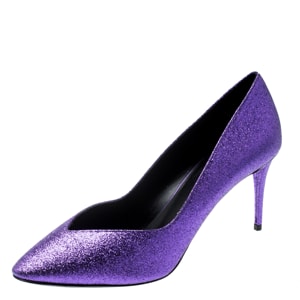 Giuseppe Zanotti Purple Glitter Olinda V Throat Pumps Size 38.5