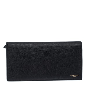 Givenchy Black Leather Bifold Flap Long Wallet
