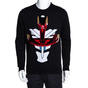 Givenchy Black Tribal Motif Cotton Crew Neck Sweatshirt XS