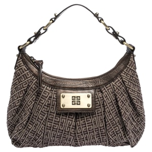 Givenchy Brown Monogram Canvas and Leather Baguette Bag