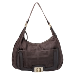 Givenchy Brown Signature Fabric and Leather Hobo