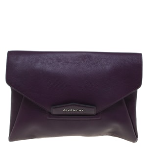 Givenchy Purple Leather Medium Antigona Envelope Clutch