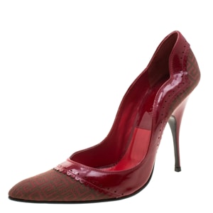 Givenchy Red Canvas And Leather Pointed Toe Pumps Size 39.5
