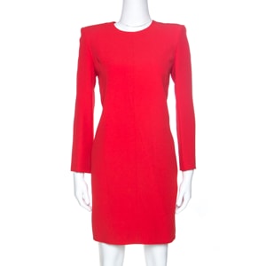 Givenchy Red Crepe Padded Shoulder Shift Dress S