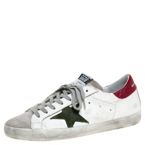 Golden Goose White Leather And Suede Superstar Lace Up Sneakers Size 41