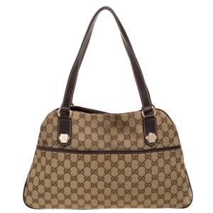 Gucci Beige/Brown GG Canvas and Leather Charmy Satchel