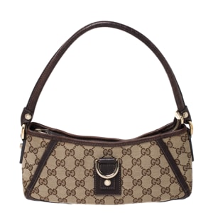 Gucci Beige GG Canvas and Leather Abbey D-Ring Pochette Bag