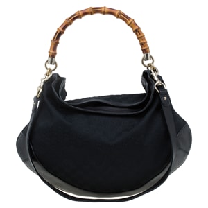 Gucci Black GG Canvas/Leather Large Peggy Hobo