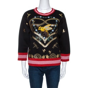Gucci Black Laminated Heart Felt Jersey Sweatshirt XXS