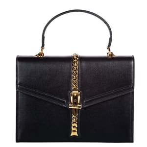 Gucci Black Leather Small Sylvie 1969 Satchel Bag