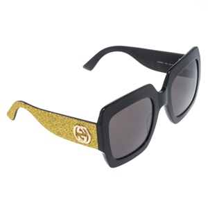 Gucci Black with Glitter / Grey GG GG0102S Oversized Square Sunglasses