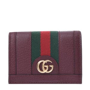 Gucci Bordeaux Ophidia Leather Card Case Wallet
