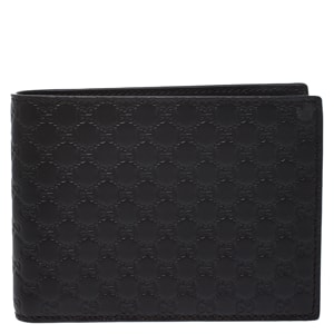 Gucci Dark Brown Micro Guccissima Leather Bifold Wallet