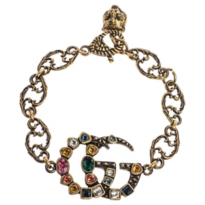 Gucci Double G Multicolor Crystal Gold Tone Bracelet