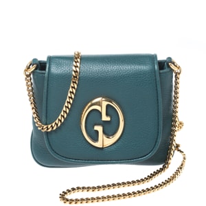 Gucci Green Leather Small 1973 Chain Crossbody Bag