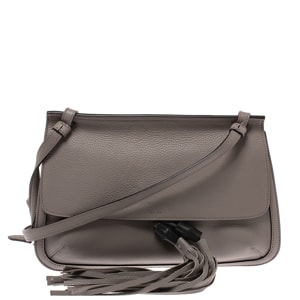 Gucci Grey Leather Bamboo Daily Tassel Shoulder Bag