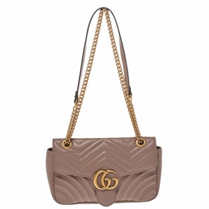 Gucci Nude Beige Matelasse Leather Small GG Marmont Shoulder Bag